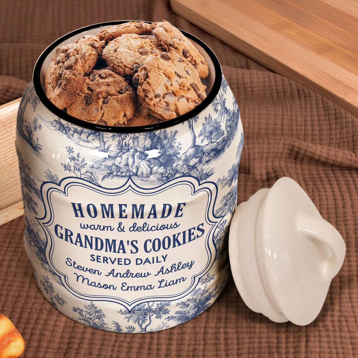 Grandma's Cookies Toile de Jouy Style - Personalized Cookie Jar