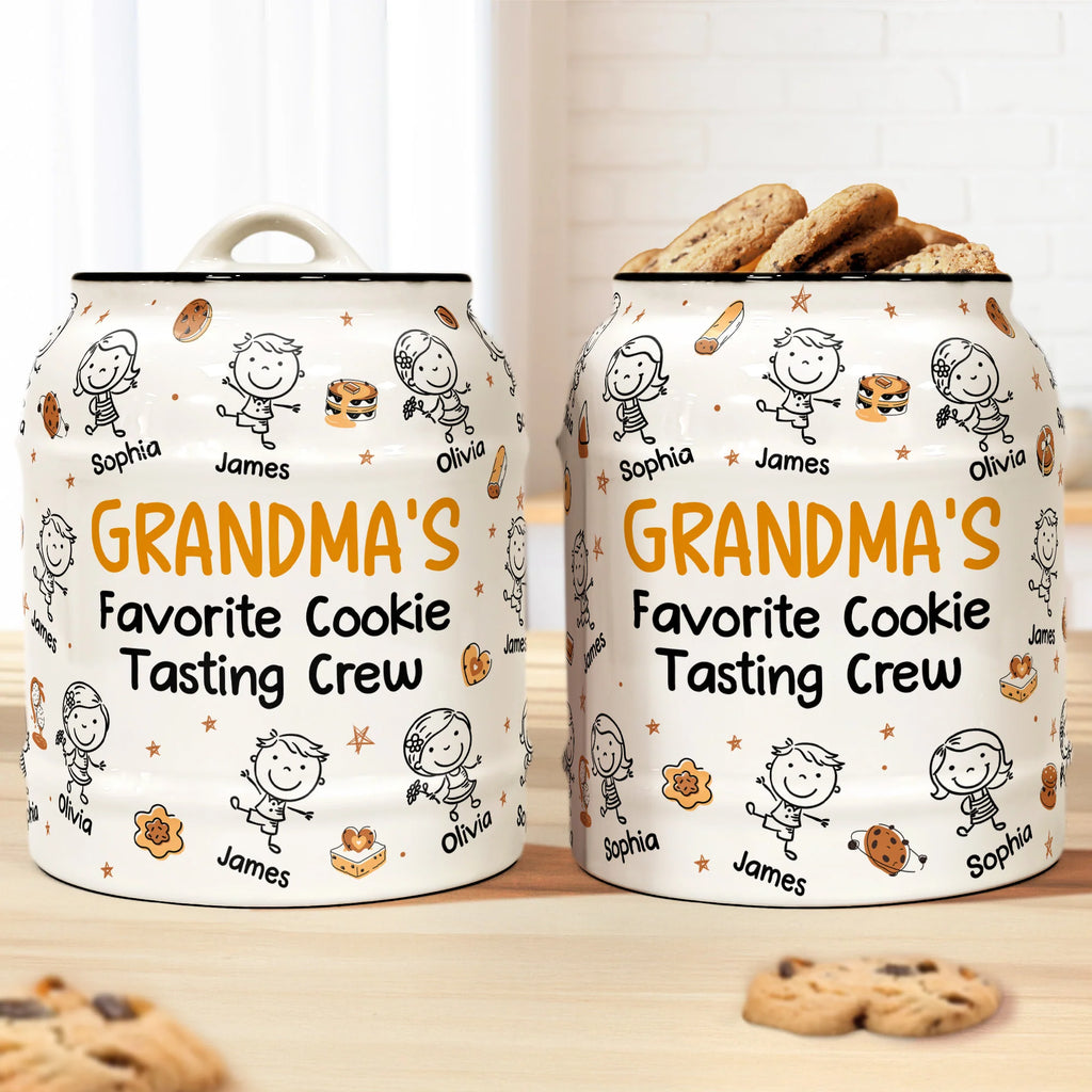 Grandma's Favorite Cookie Tasting Crew - Personalized Cookie Jar