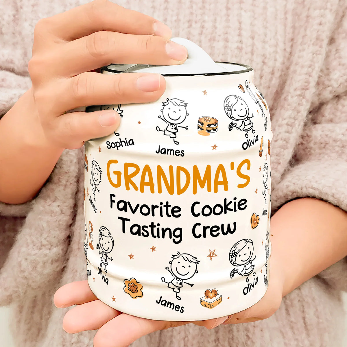 Grandma's Favorite Cookie Tasting Crew - Personalized Cookie Jar