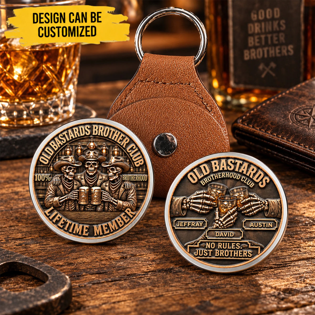 Custom Skeleton Brotherhood Club Pocket Hug - Personalized Birthday Gifts For Best Friends - No Rules Just Brothers