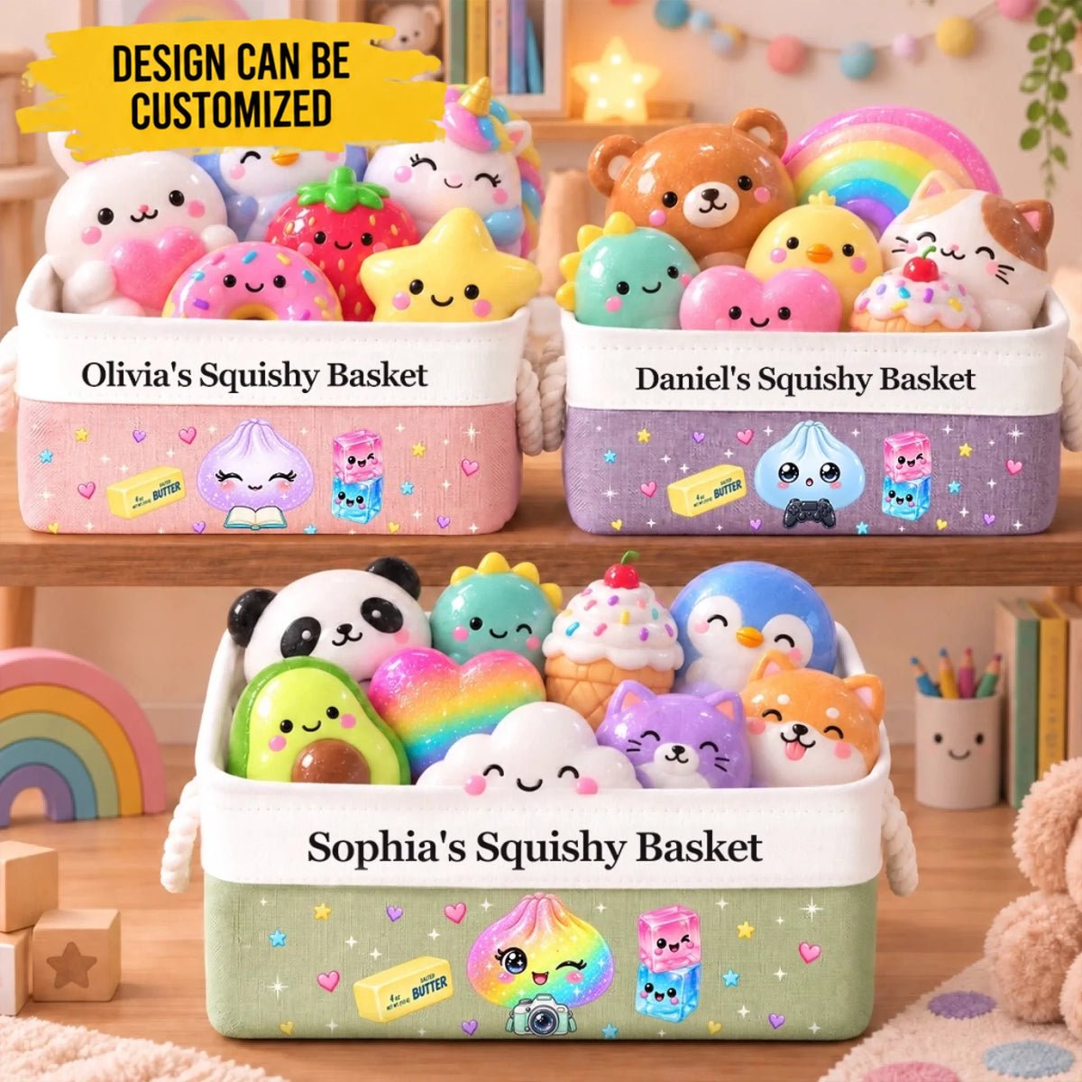 Custom Squishy Storage Basket - Personalized Birthday Gifts For Kids - Sweet Smiles And Happy Days