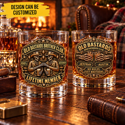 Custom Name Brotherhood Built To Last Forever Gifts - Personalized Whiskey Glass
