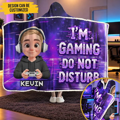 Custom Name Gaming Do Not Disturb Gifts for Kids - Personalized Snuggle Blanket