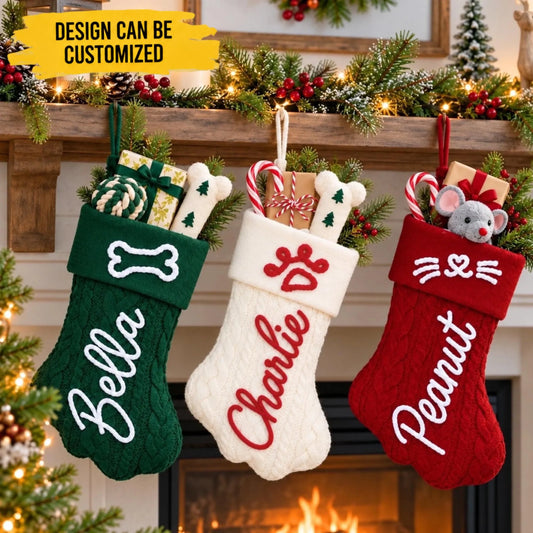 Custom Name Christmas Pet Gifts For Pet Lovers - Personalized Christmas Paw Stocking