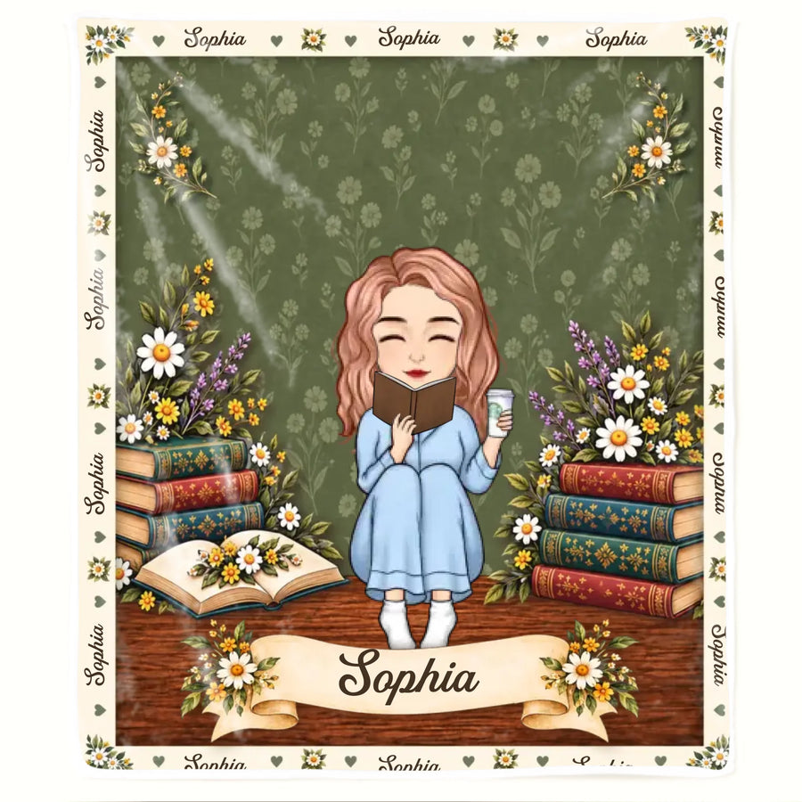Custom Name Floral Storytime Gifts for Young Readers - Personalized Blanket