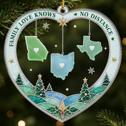 Custom Long Distance Acrylic Ornament - Personalized Christmas Birthday Gifts