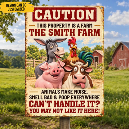 Custom Funny Farm Animal Warning Gifts - Personalized Metal Sign