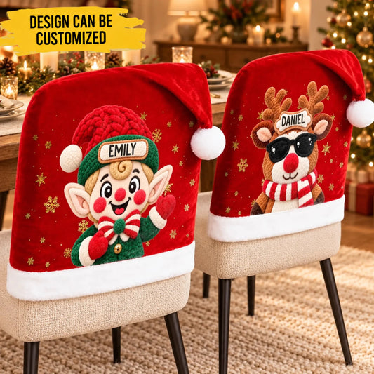 Custom Name Christmas Character Chair Decor - Personalized Chair Cover