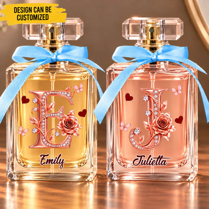 Custom Name Rose Initial Gifts For Women - Personalized Refillable Perfume Bottle