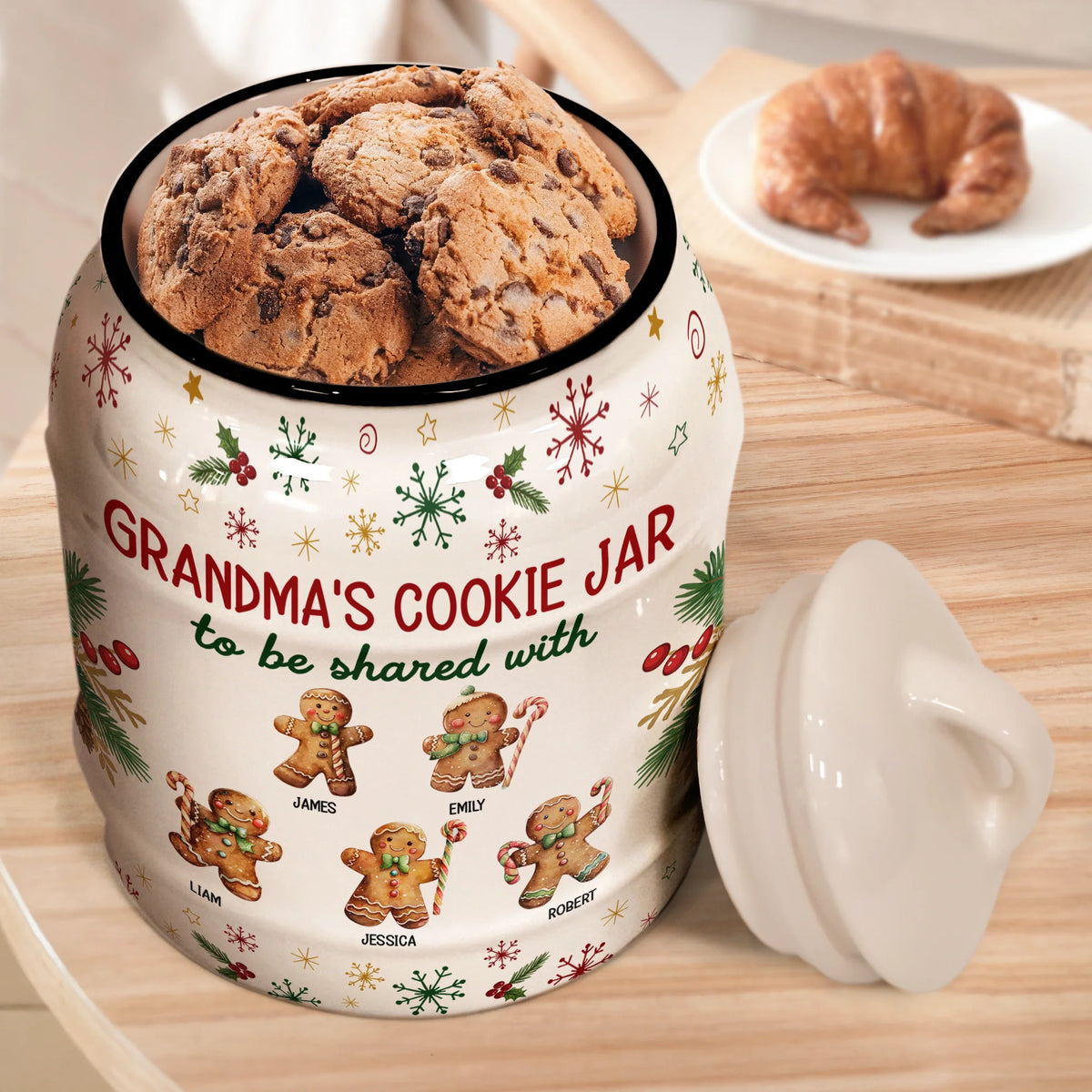 Grandma's Cookie Jar To Be Shared With Christmas Gift For Her, Grandma, Nana - Personalized Cookie Jar