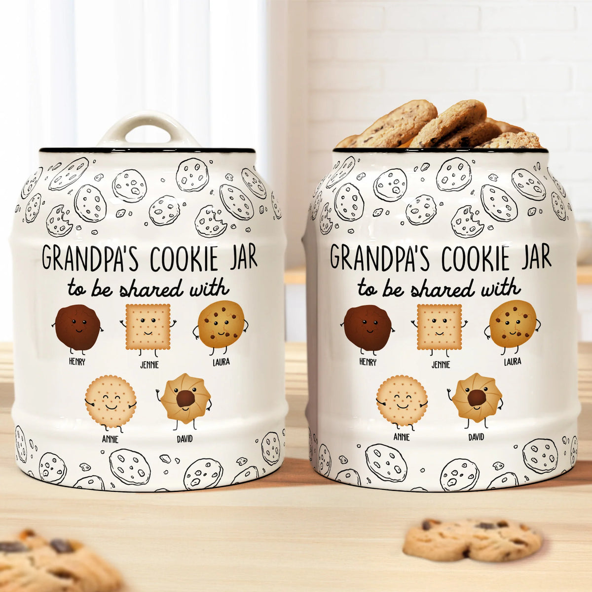 Grandpa & Grandma's Cookie Jar To Be Shared With Kids - Personalized Cookie Jar