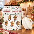 Grandma's Cookie Jar To Be Shared With Christmas Gift For Her, Grandma, Nana - Personalized Cookie Jar